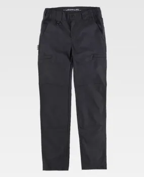 Pantalón en tejido elástico Ripstop con refuerzos Negro