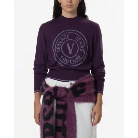 Suéter corto Versace Jeans Couture 77HAFM21 Morado